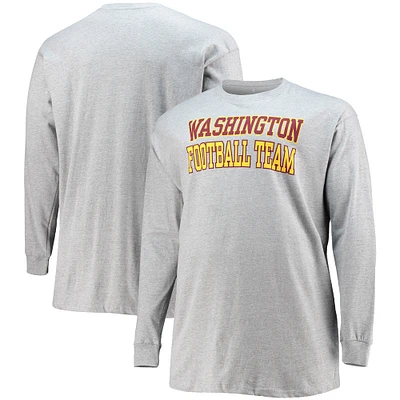 T-shirt à manches longues pour hommes Fanatics Heathered Grey Washington Football Team Big & Tall Practice