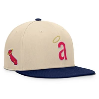 Men's Fanatics Natural/Navy California Angels Cooperstown Collection Bounder Snapback Hat