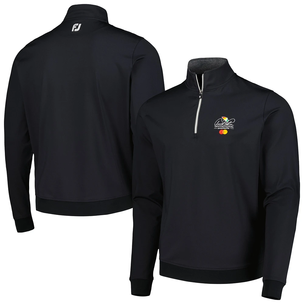 Men's FootJoy Black Arnold Palmer Invitational Gathered Bottom Half-Zip Jacket