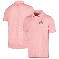 Men's FootJoy Coral Arnold Palmer Invitational Micro Feeder Stripe Lisle Self Collar Polo