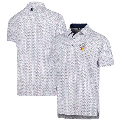 Polo FootJoy blanc Arnold Palmer Invitational Doodle pour hommes en piqué extensible à col auto