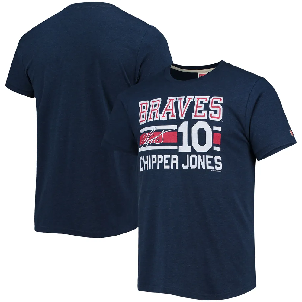 Men's MLB Merchandise Chipper Jones Homage Navy Remix Jersey Tri