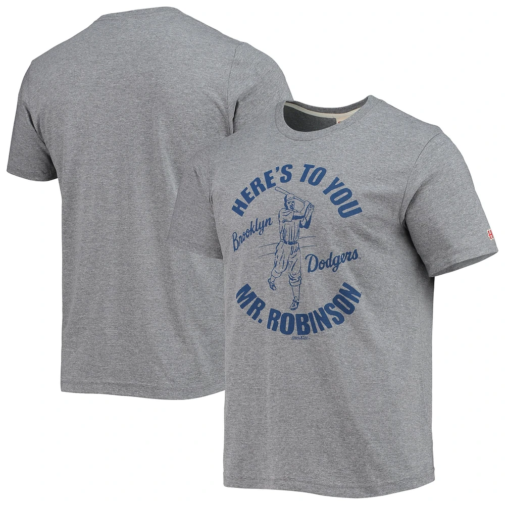 T-shirt Tri-Blend Icons de la collection Hommage Jackie Robinson gris/Royal Cooperstown pour hommes