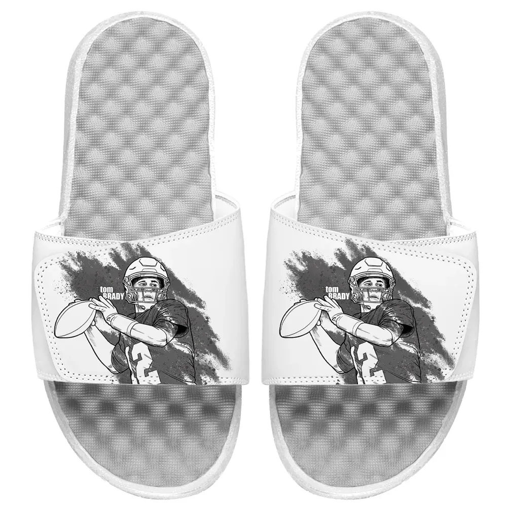 Lids Tom Brady NFLPA ISlide Sketch Slide Sandals - White