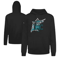 Men's Levelwear  Black Florida Marlins Cooperstown Collection Distressed Podium Acumen Pullover Hoodie
