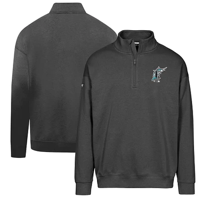 Men's Levelwear  Black Florida Marlins Cooperstown Collection Murray Quarter-Zip Sweatshirt