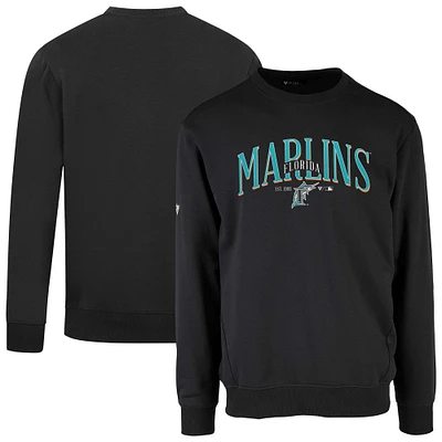 Men's Levelwear Black Florida Marlins Cooperstown Collection Zane Vintage Pullover Sweatshirt