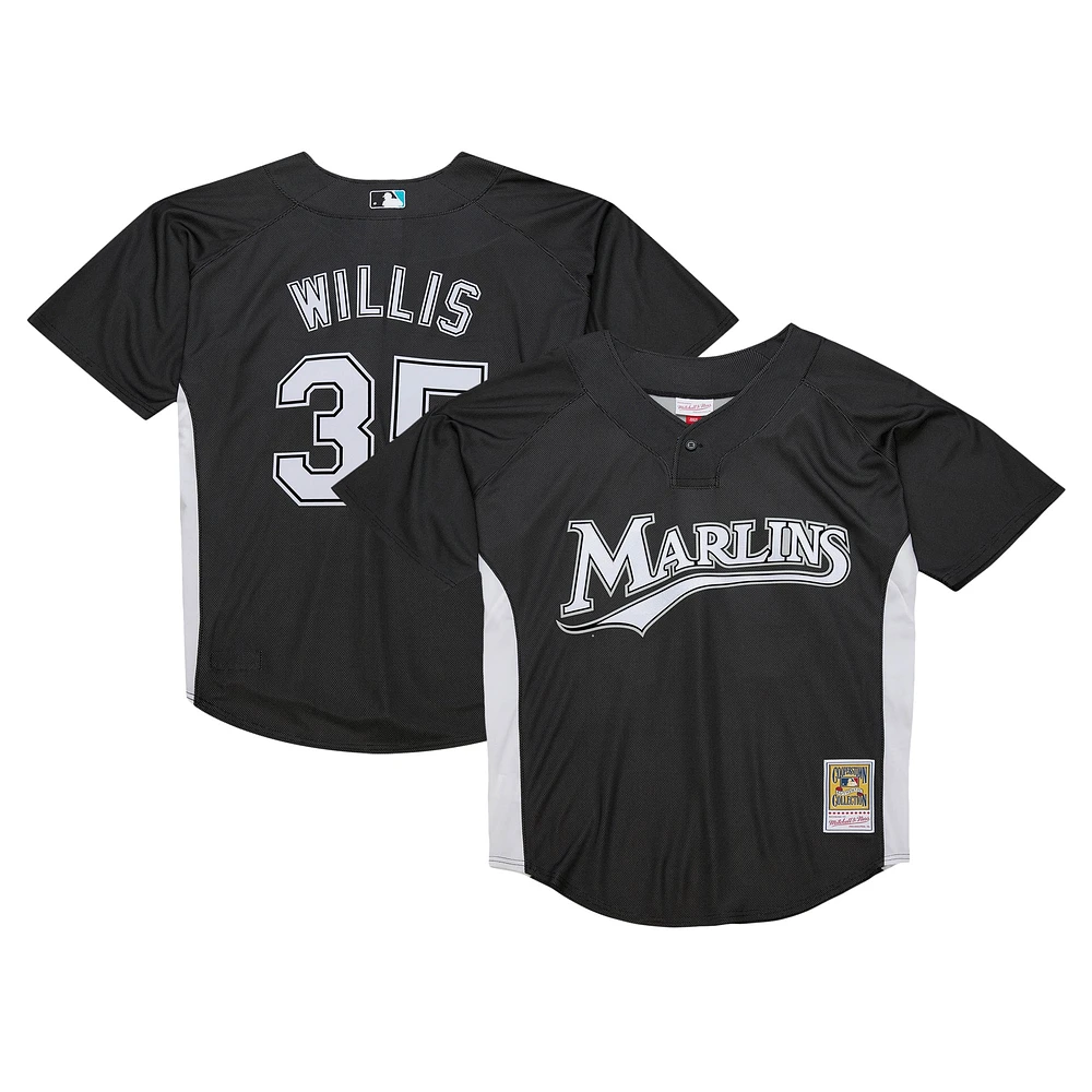 Maillot d'entraînement au bâton Mitchell & Ness Dontrelle Willis noir Florida Marlins Cooperstown Collection 2007 pour hommes