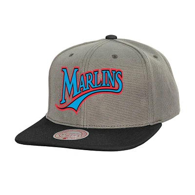 Casquette snapback basique Mitchell & Ness grise Florida Marlins Cooperstown Collection pour homme