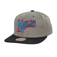 Casquette snapback basique Mitchell & Ness grise Florida Marlins Cooperstown Collection pour homme
