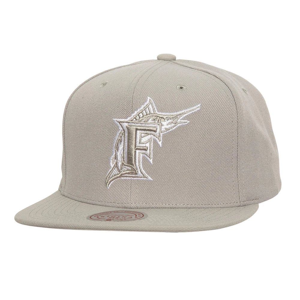 Men's Mitchell & Ness Gray Florida Marlins Cooperstown Collection Snapback Hat