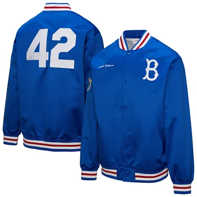 Veste en satin vintage à boutons-pression Jackie Robinson Royal Brooklyn Dodgers de Mitchell & Ness pour homme