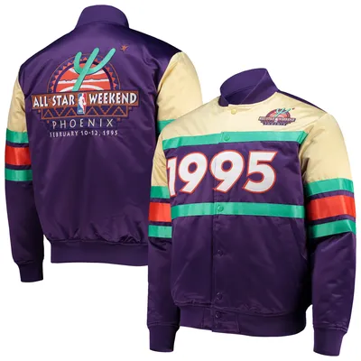 Men's Atlanta Braves Mitchell & Ness Royal Colorblocked Satin Jacket