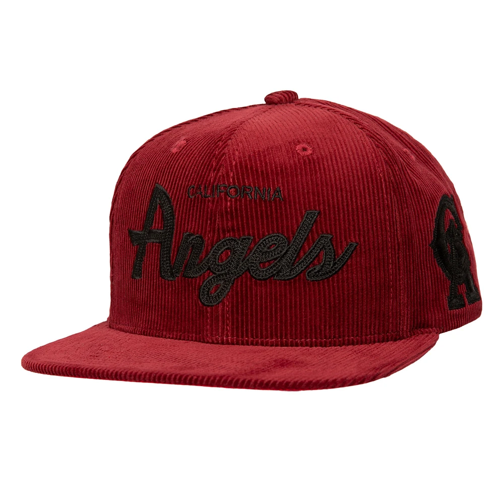 Casquette snapback en velours côtelé rouge pour homme Mitchell & Ness California Angels