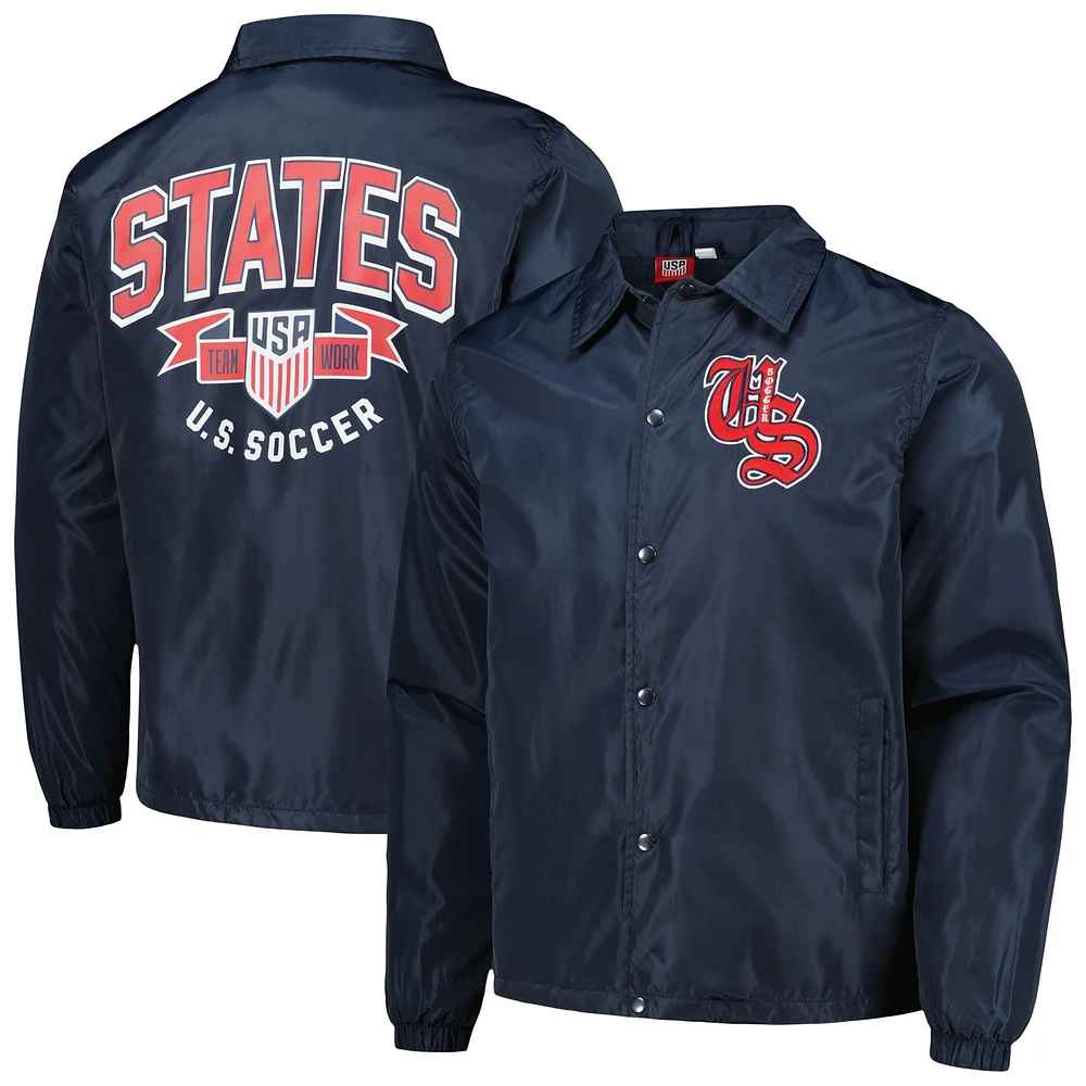 Men's Navy USMNT Full-Snap Coaches Jacket