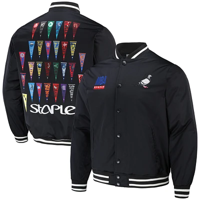 Veste NBA x Staple Black Pigeon All Teams Pennant tissée à bouton-pression pour homme