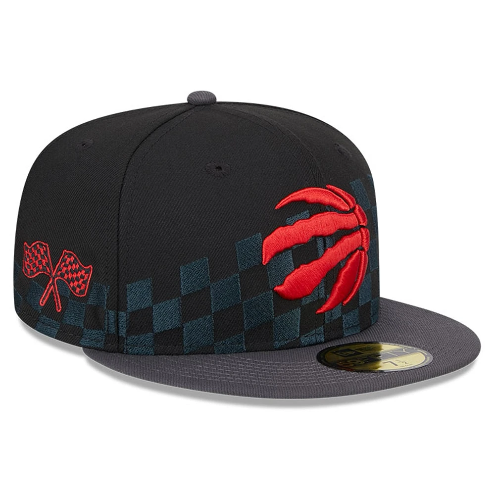 Casquette ajustée 59FIFTY à damier New Era noire 2024 NBA All-Star Game Rally Drive pour homme