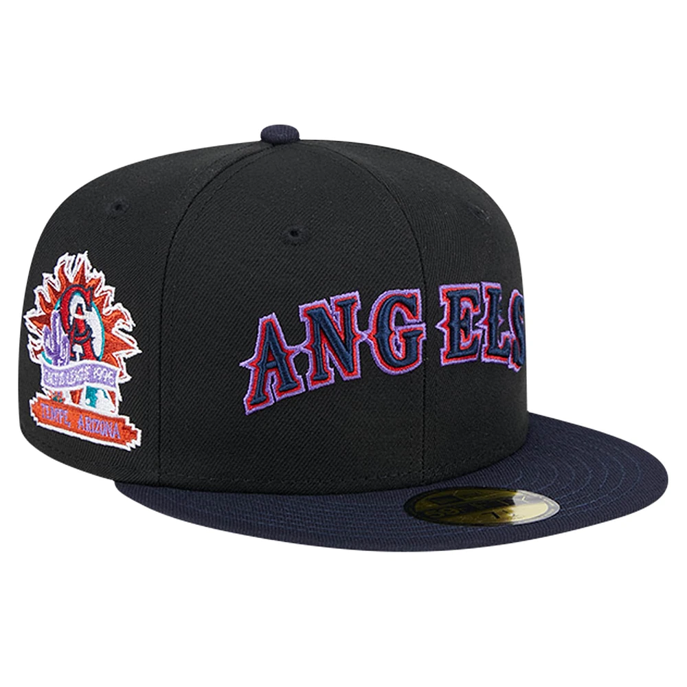 Casquette ajustée 59FIFTY noire California Angels Cooperstown Collection Retro Spring Training pour hommes