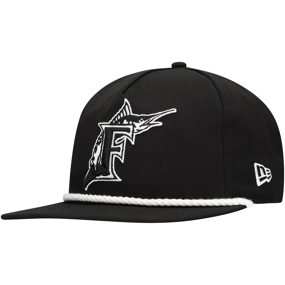 Casquette snapback de golfeur Florida Marlins New Era noire pour hommes