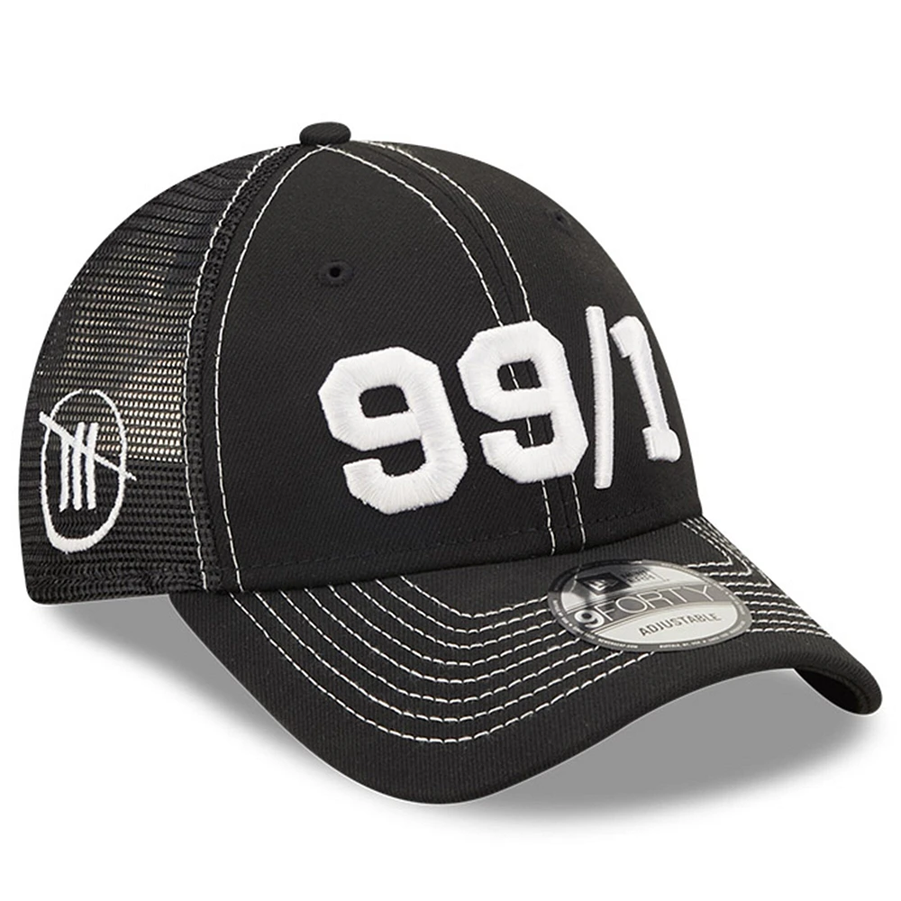 Men's New Era Black TRACKHOUSE RACING 99/1 9FORTY Snapback Adjustable Trucker Hat