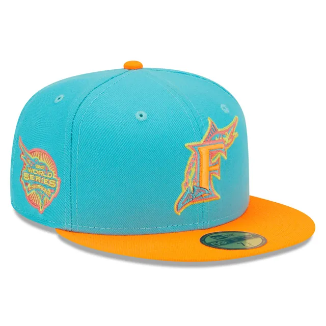 Men's New Era Brown Florida Marlins Pink Undervisor 59FIFTY Fitted Hat