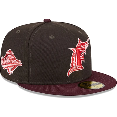 Casquette ajustée 59FIFTY pour homme, collection Florida Marlins Cooperstown, marron/marron, fraise chocolat New Era