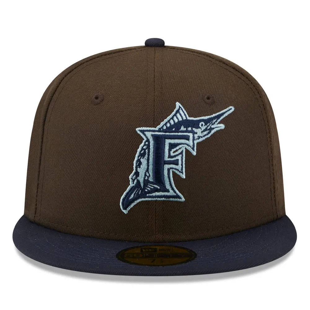 Men's New Era Brown/Navy Florida Marlins Walnut 9FIFTY Fitted Hat