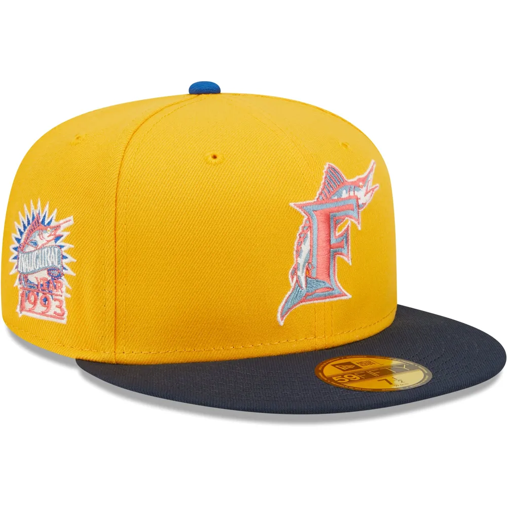 Lids Miami Marlins, Florida Marlins New Era Cooperstown Collection 1993  Inaugural Season Azure Undervisor 59FIFTY Fitted Hat - Gold/Navy
