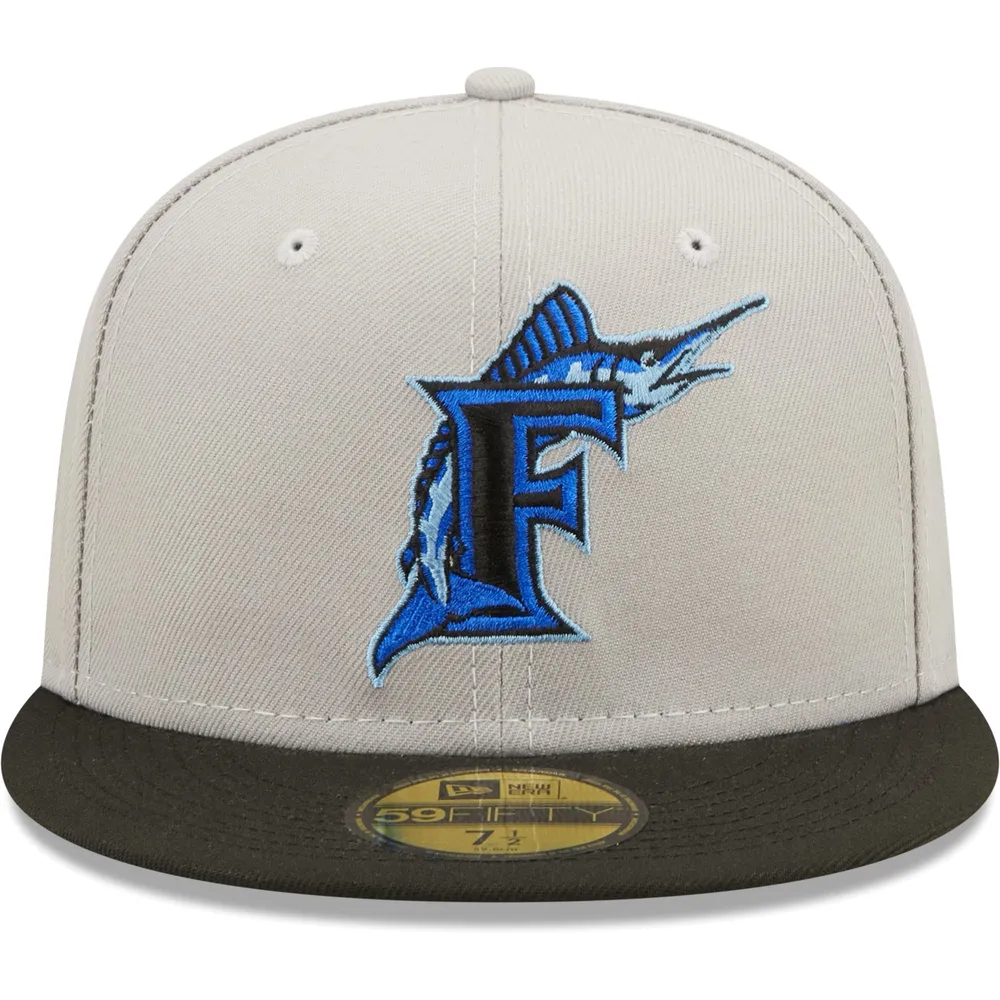 Men's New Era Black Florida Marlins Cooperstown Collection Side Patch 59FIFTY Fitted Hat