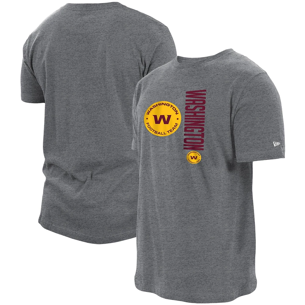 Men's New Era Heathered Gray Washington Football Team Split Logo 2-Hit T-Shirt