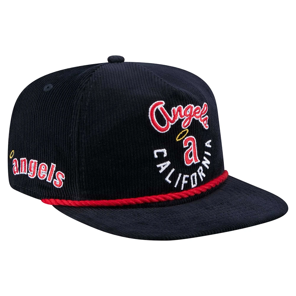 Casquette de golf ajustable en velours côtelé Full Circle pour homme de la collection Cooperstown des California Angels de New Era bleu marine