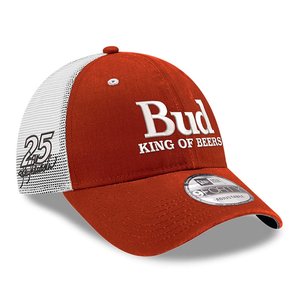 Casquette de camionneur réglable 9FORTY Scarlet Ken Schrader Bud King of Beers New Era pour hommes