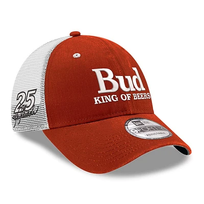 Casquette de camionneur réglable 9FORTY Scarlet Ken Schrader Bud King of Beers New Era pour hommes