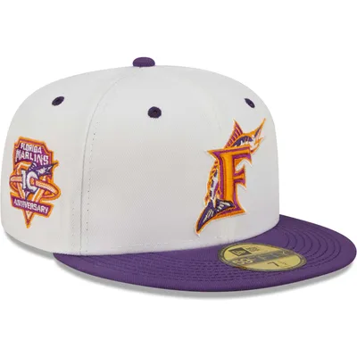 Men's Milwaukee Brewers New Era White/Purple Throwback Logo Grape Lolli  59FIFTY Fitted Hat