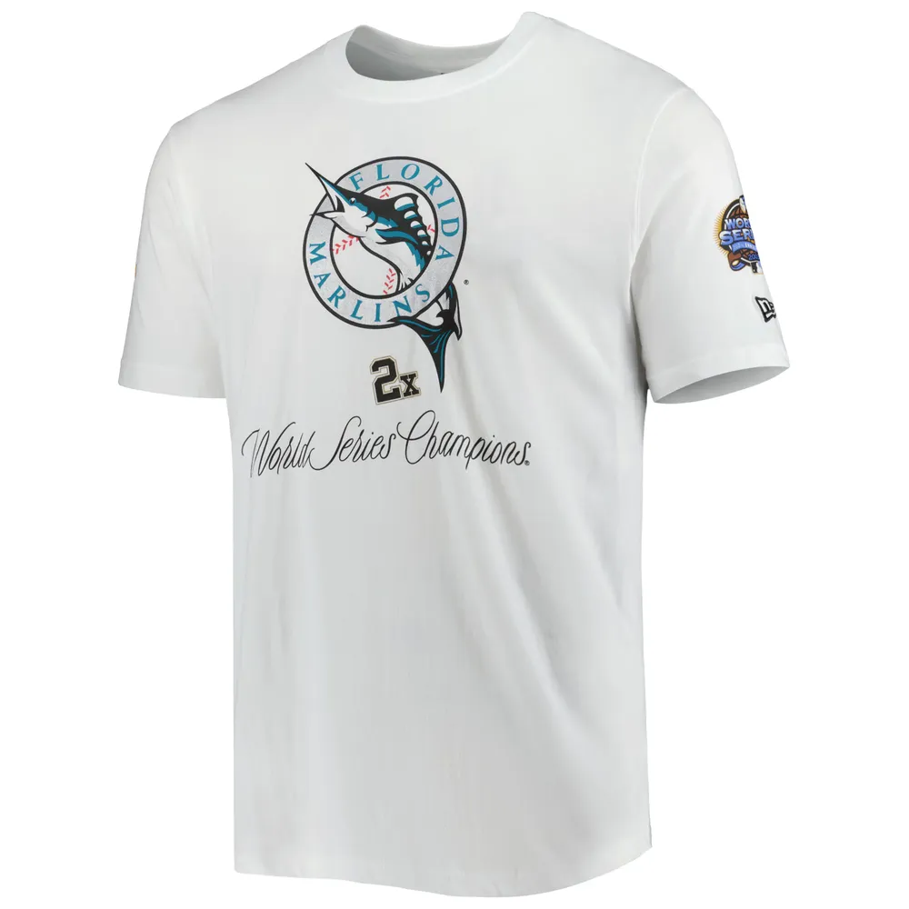 BLACK FLORIDA MARLINS 2X WORLD SERIES CHAMPIONS NEW ERA SHORT SLEEVE T-SHIRT