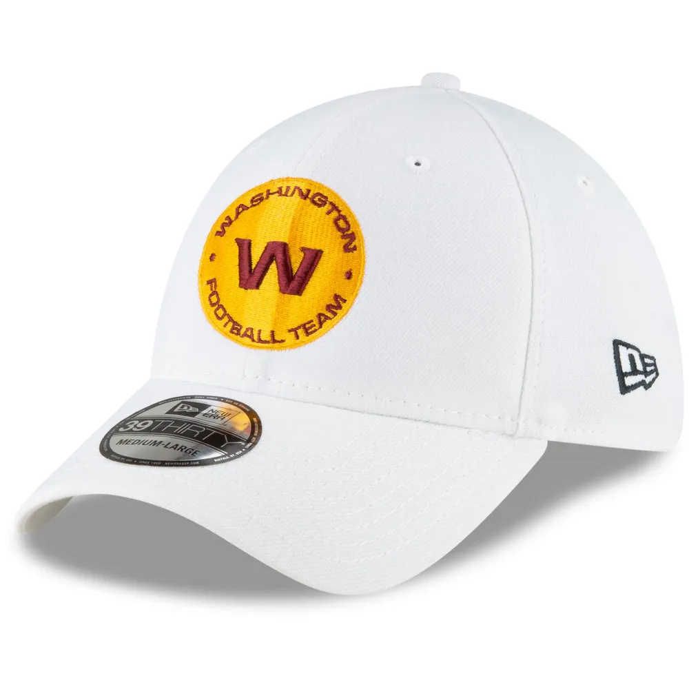 Men's New Era White Washington Football Team Circle 39THIRTY Flex Hat