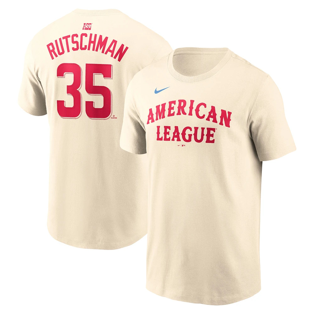 T-shirt avec nom et numéro du match des étoiles Nike Adley Rutschman crème de la Ligue américaine 2024 MLB pour homme