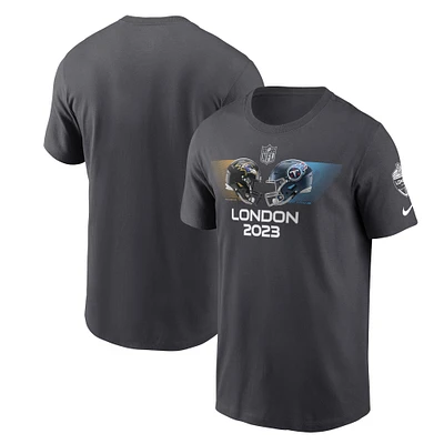 T-shirt essentiel Nike Anthracite Baltimore Ravens contre Tennessee Titans 2023 London Game pour hommes