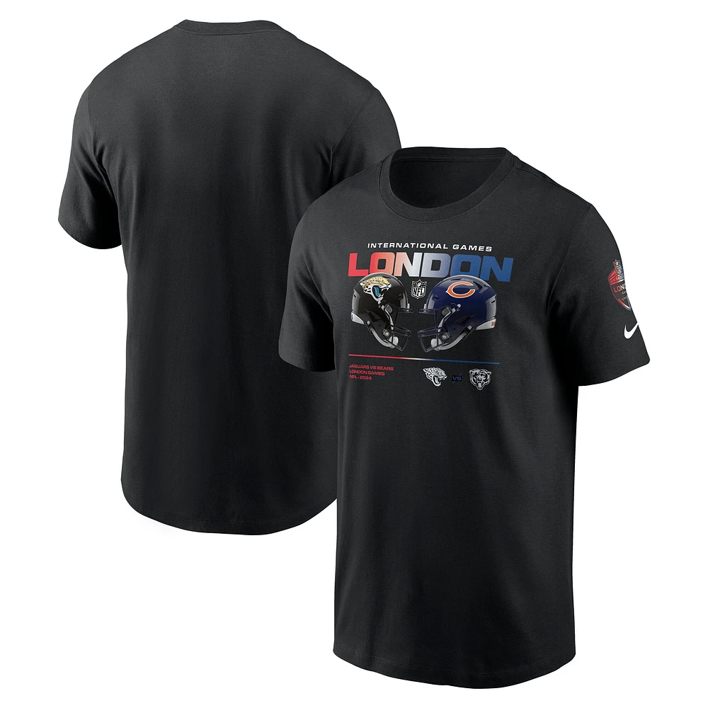 Men's Nike  Black Jacksonville Jaguars vs. Chicago Bears International Games London 2024 T-Shirt