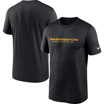 T-shirt de performance l'équipe légende Nike pour homme avec logo football Washington, noir