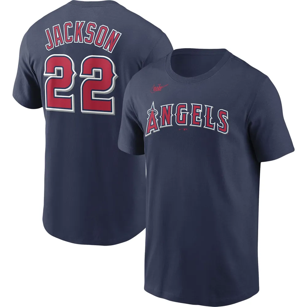 T-shirt Nike Bo Jackson pour homme, bleu marine, California Angels, Cooperstown Collection, nom et numéro