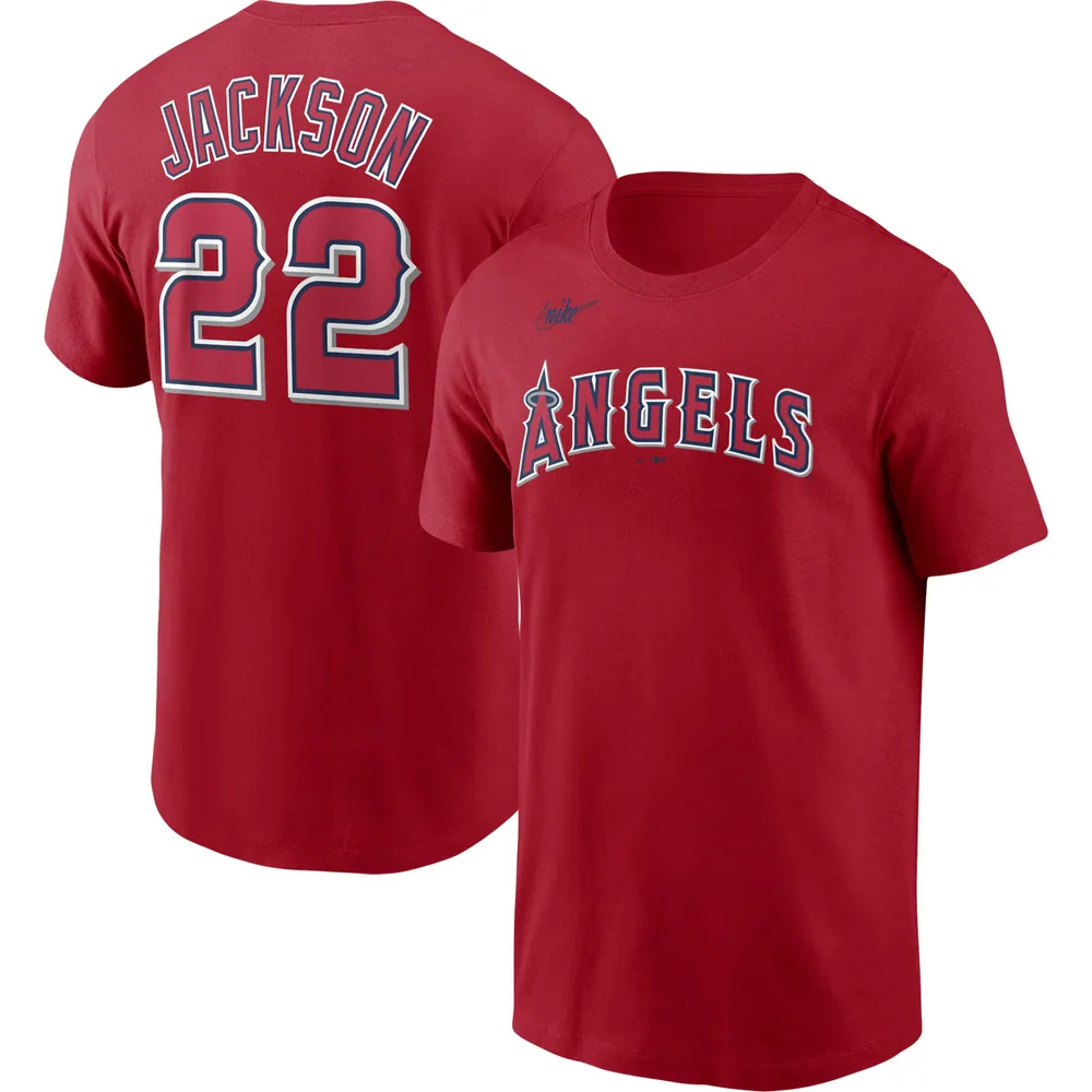 Nike Men's Nike Bo Jackson Red California Angels Cooperstown Collection  Name & Number T-Shirt