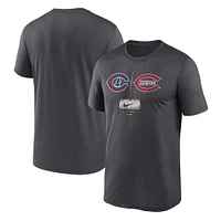 T-shirt pour homme Nike Charcoal Chicago Cubs contre Cincinnati Reds 2022 Field of Dreams Destination Matchup