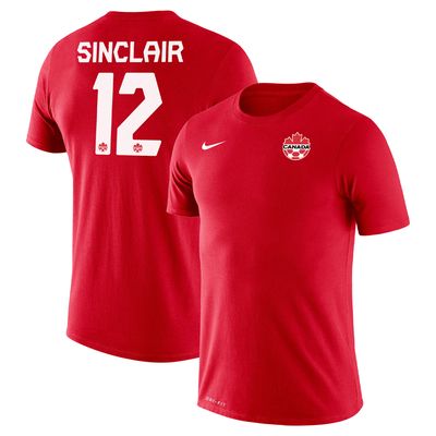 Men's Nike Christine Sinclair Red Canada Soccer Legend Name & Number Performance - T-Shirt