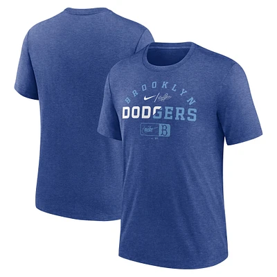 Nike Heather Royal Brooklyn Dodgers Rewind Review Slash T-shirt à trois mélanges pour homme