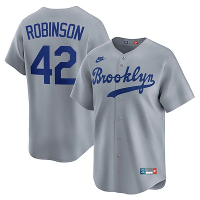 Maillot Nike Jackie Robinson gris Brooklyn Dodgers Throwback Cooperstown Collection Limited pour homme