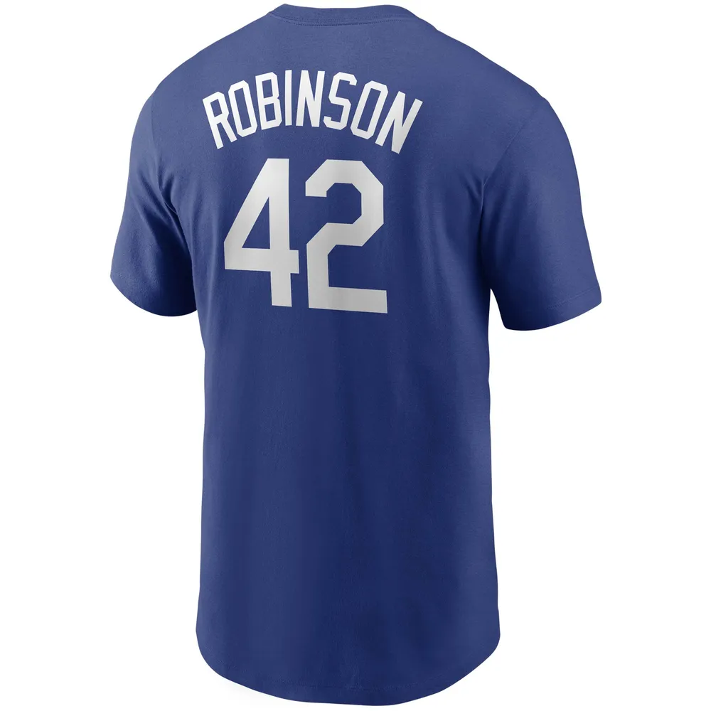 Men's Nike Jackie Robinson Brooklyn Dodgers Cooperstown Collection Name &  Number Royal T-Shirt