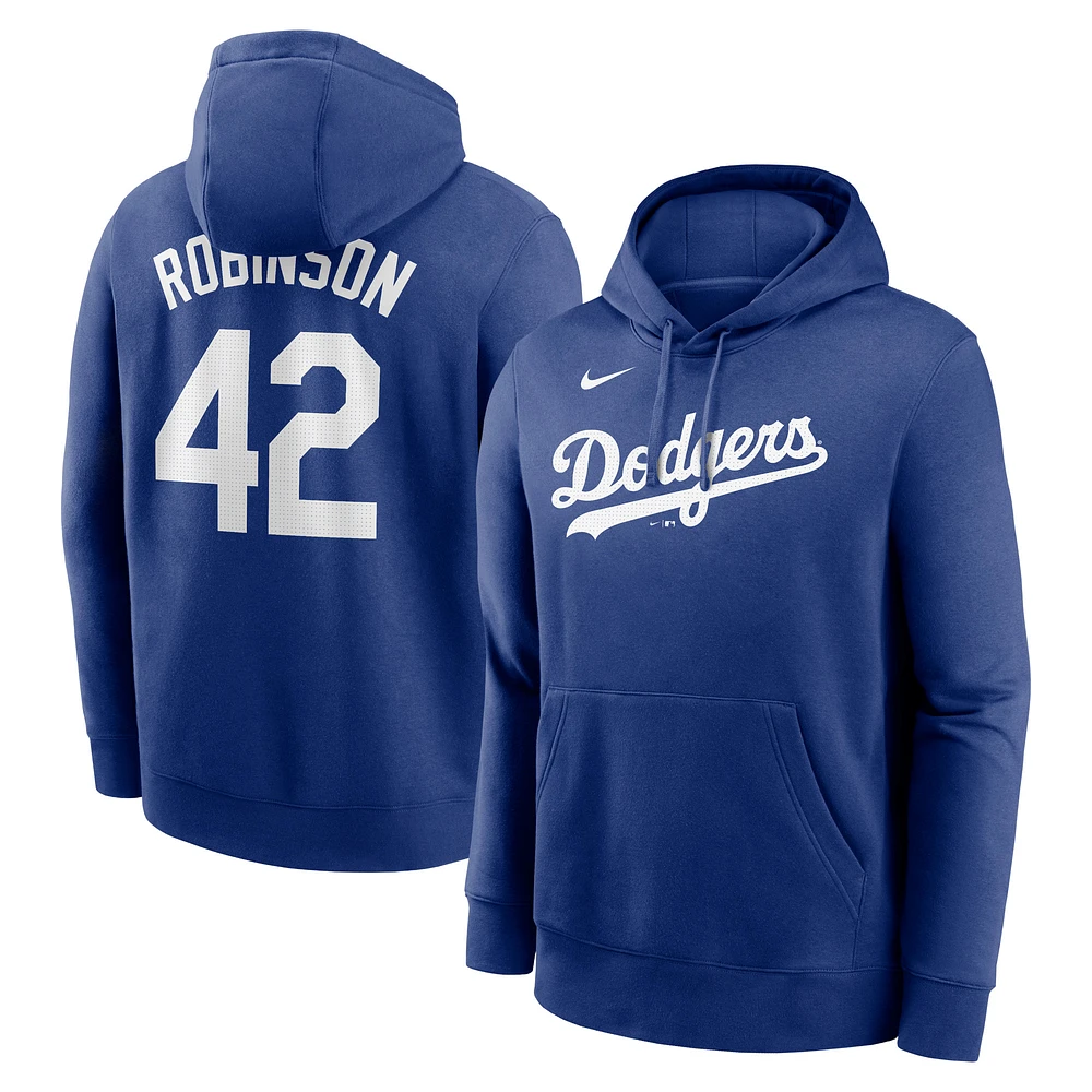 Sweat à capuche Nike Jackie Robinson Royal Brooklyn Dodgers pour homme avec nom et numéro de club