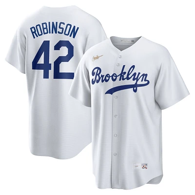 Maillot Nike Jackie Robinson blanc pour homme des Brooklyn Dodgers, collection Cooperstown, Day