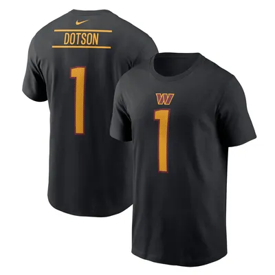 T-shirt Nike Jahan Dotson pour homme, noir, nom et numéro du joueur des Washington Commanders